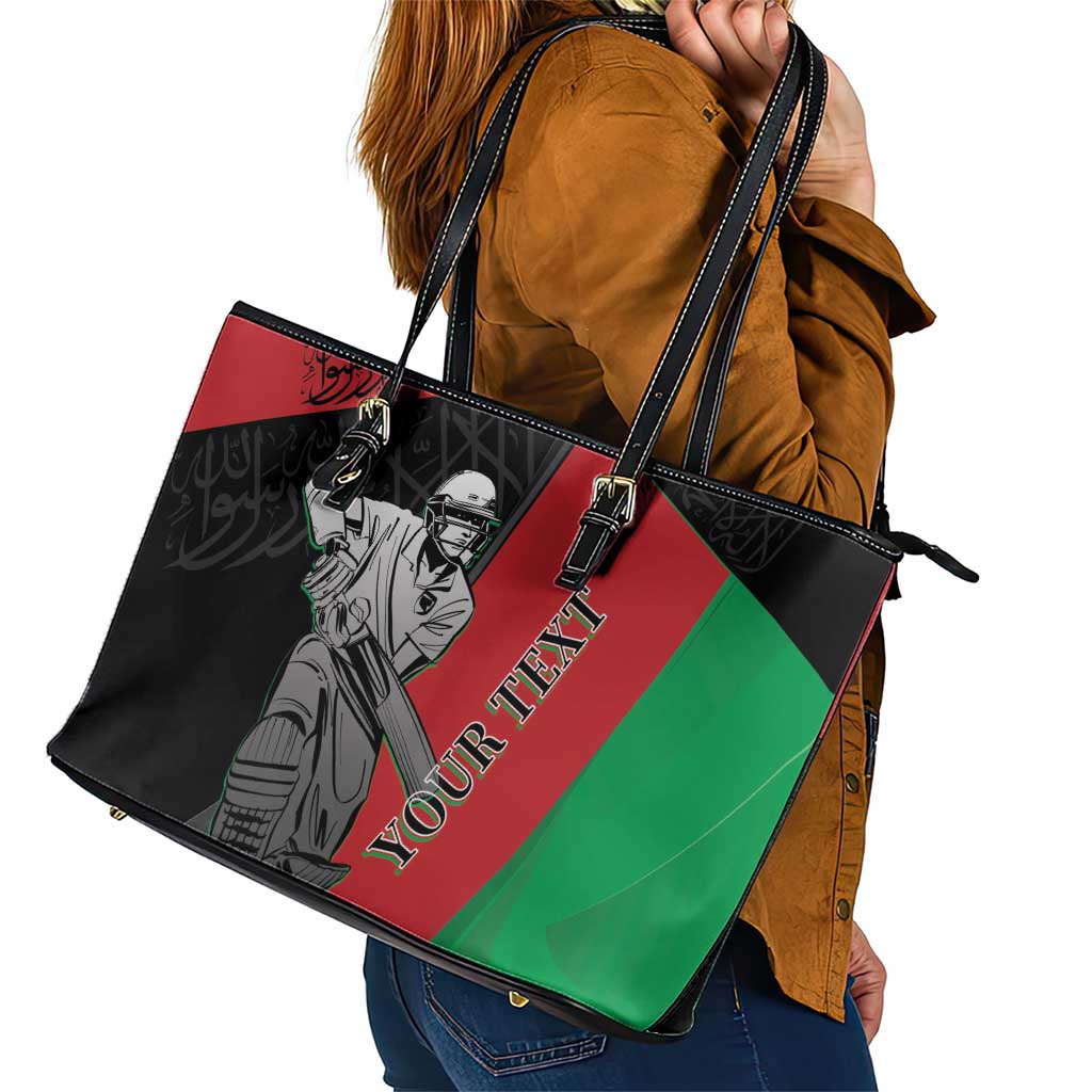 Custom Afghanistan Cricket Leather Tote Bag Sporty Version