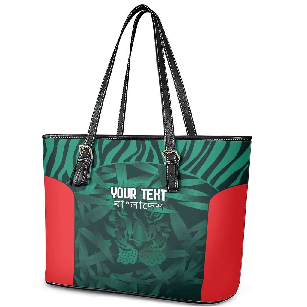 Royal Bengal Tiger Bangladesh Cricket Custom Leather Tote Bag The Red and Green Version