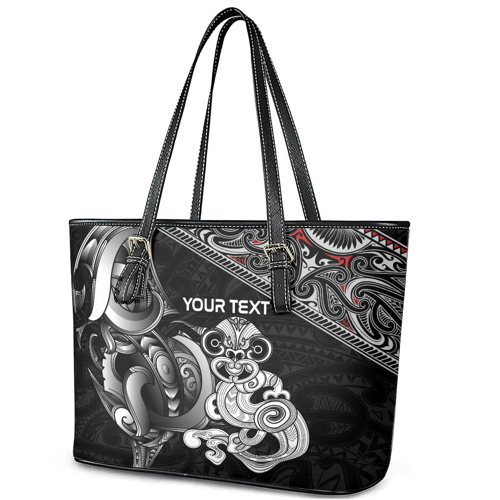 Personalised New Zealand Potae Pango Cricket Leather Tote Bag Special Maori Hei Tiki Tribal Tattoo