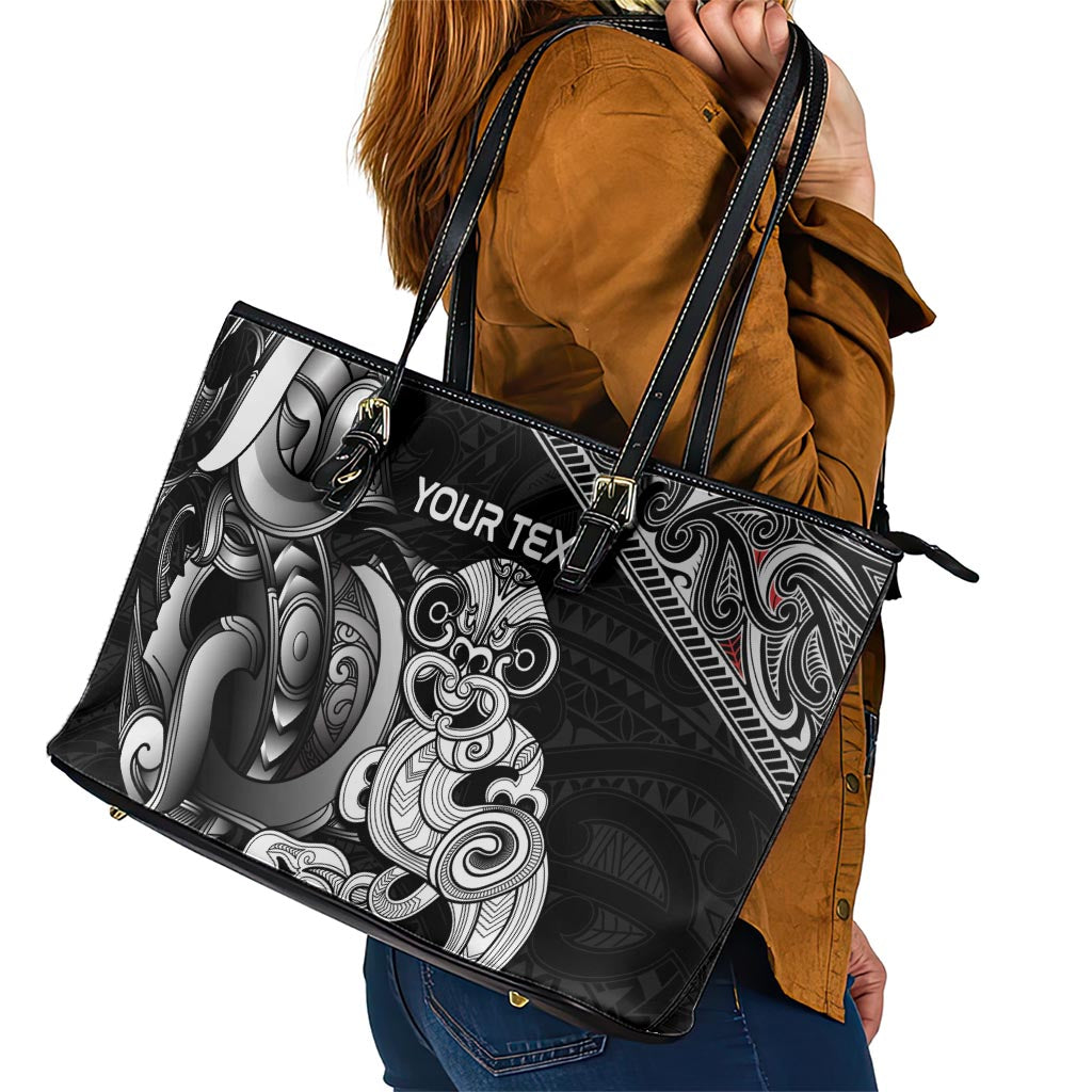 Personalised New Zealand Potae Pango Cricket Leather Tote Bag Special Maori Hei Tiki Tribal Tattoo