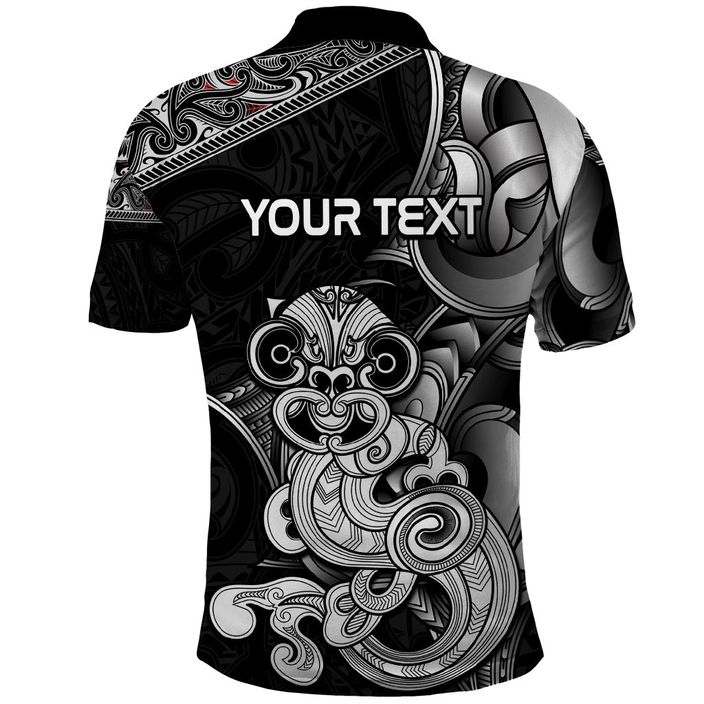 Personalised New Zealand Potae Pango Cricket Polo Shirt Special Maori Hei Tiki Tribal Tattoo