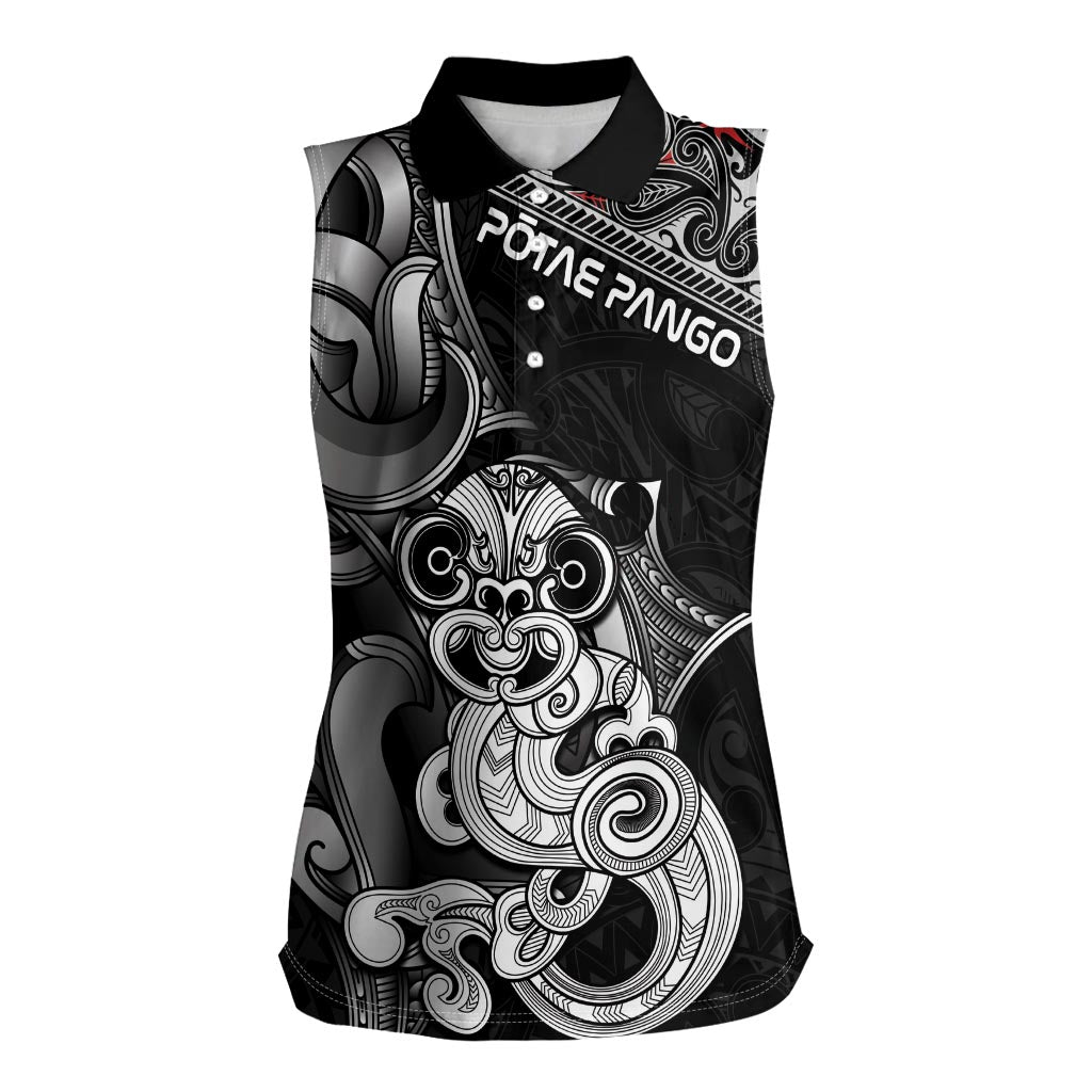 Personalised New Zealand Potae Pango Cricket Women Sleeveless Polo Shirt Special Maori Hei Tiki Tribal Tattoo