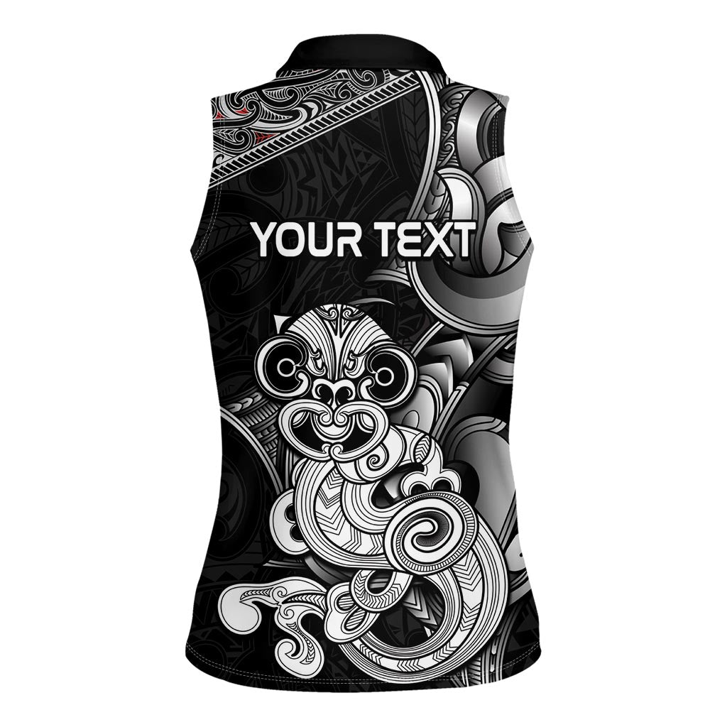 Personalised New Zealand Potae Pango Cricket Women Sleeveless Polo Shirt Special Maori Hei Tiki Tribal Tattoo