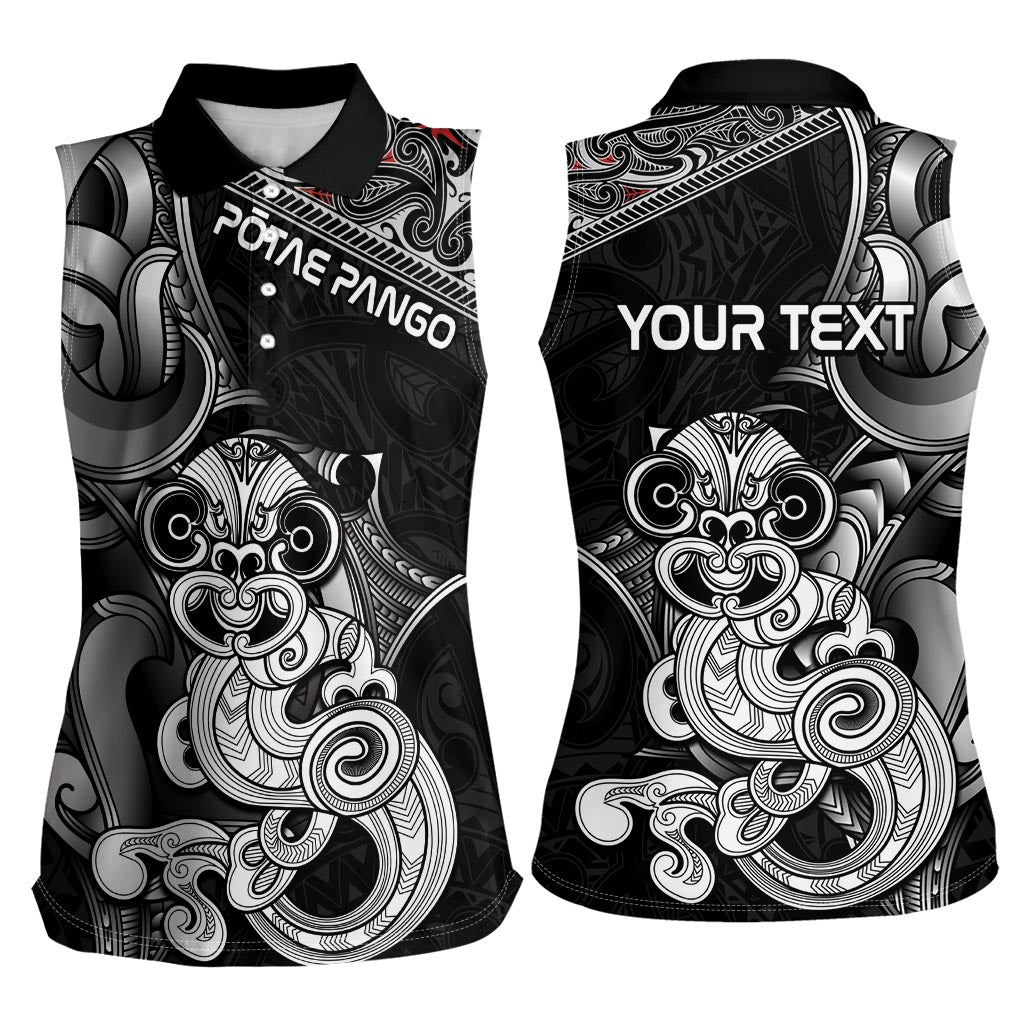 Personalised New Zealand Potae Pango Cricket Women Sleeveless Polo Shirt Special Maori Hei Tiki Tribal Tattoo