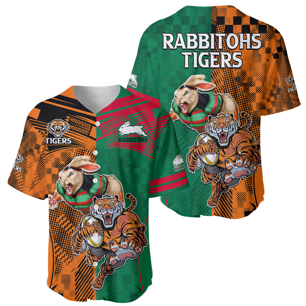 Wests Tigers and Rabbitohs Rugby Baseball Jersey Sporty Style LT9