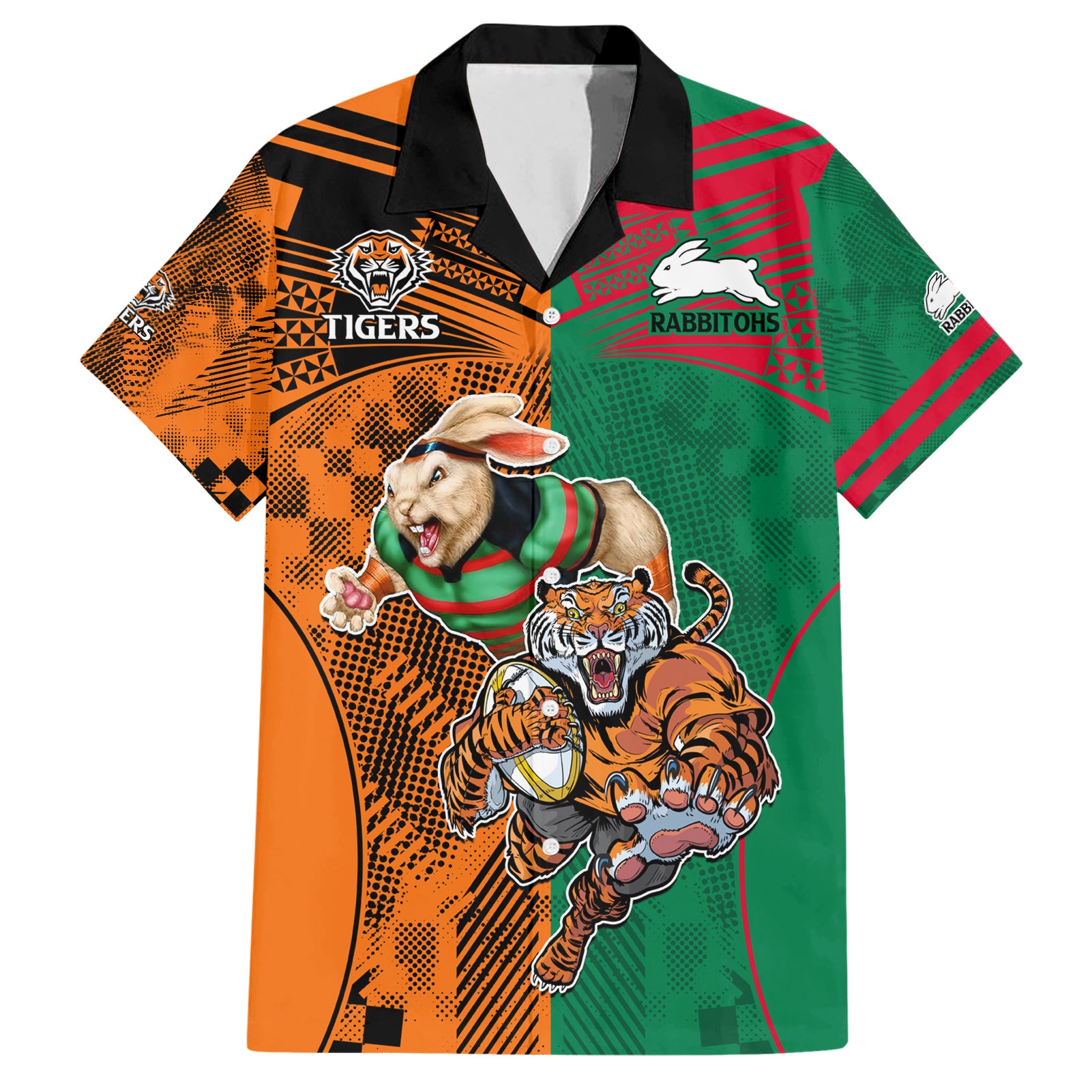 Wests Tigers and Rabbitohs Rugby Hawaiian Shirt Sporty Style LT9