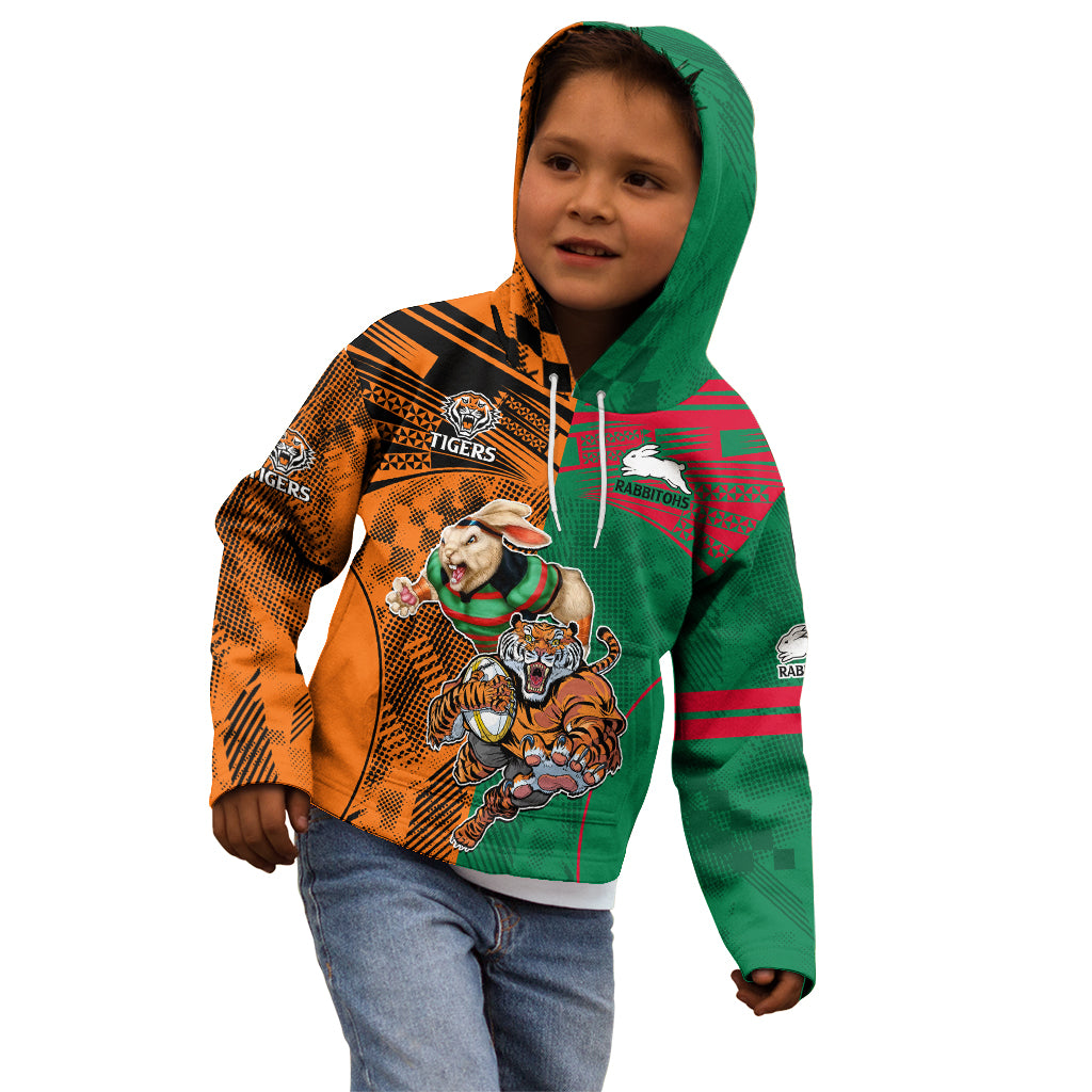 Wests Tigers and Rabbitohs Rugby Kid Hoodie Sporty Style LT9