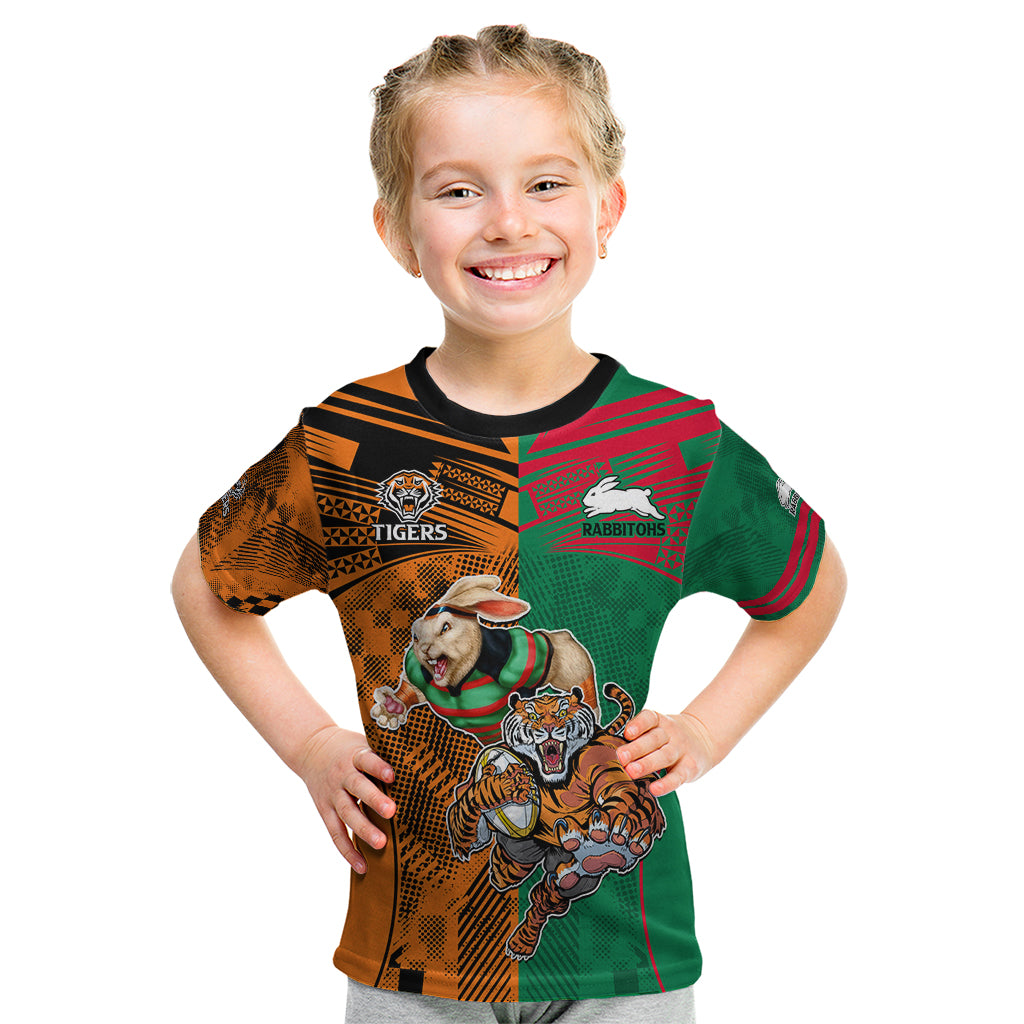 Wests Tigers and Rabbitohs Rugby Kid T Shirt Sporty Style LT9