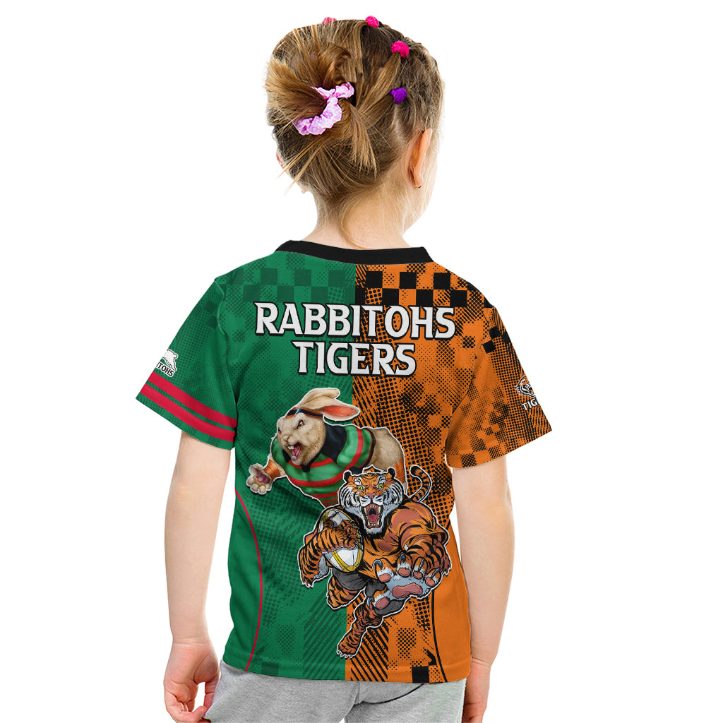 Wests Tigers and Rabbitohs Rugby Kid T Shirt Sporty Style LT9