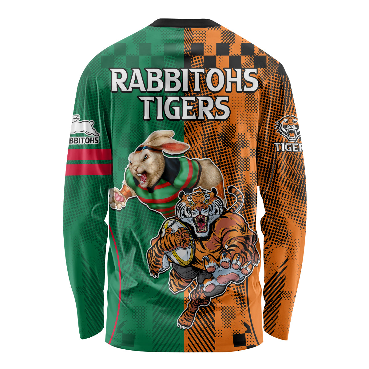 Wests Tigers and Rabbitohs Rugby Long Sleeve Shirt Sporty Style LT9