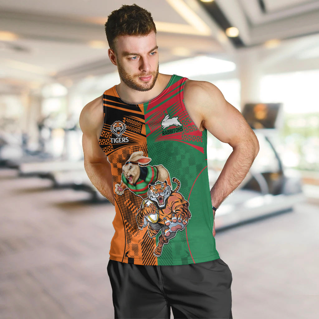 Wests Tigers and Rabbitohs Rugby Men Tank Top Sporty Style LT9