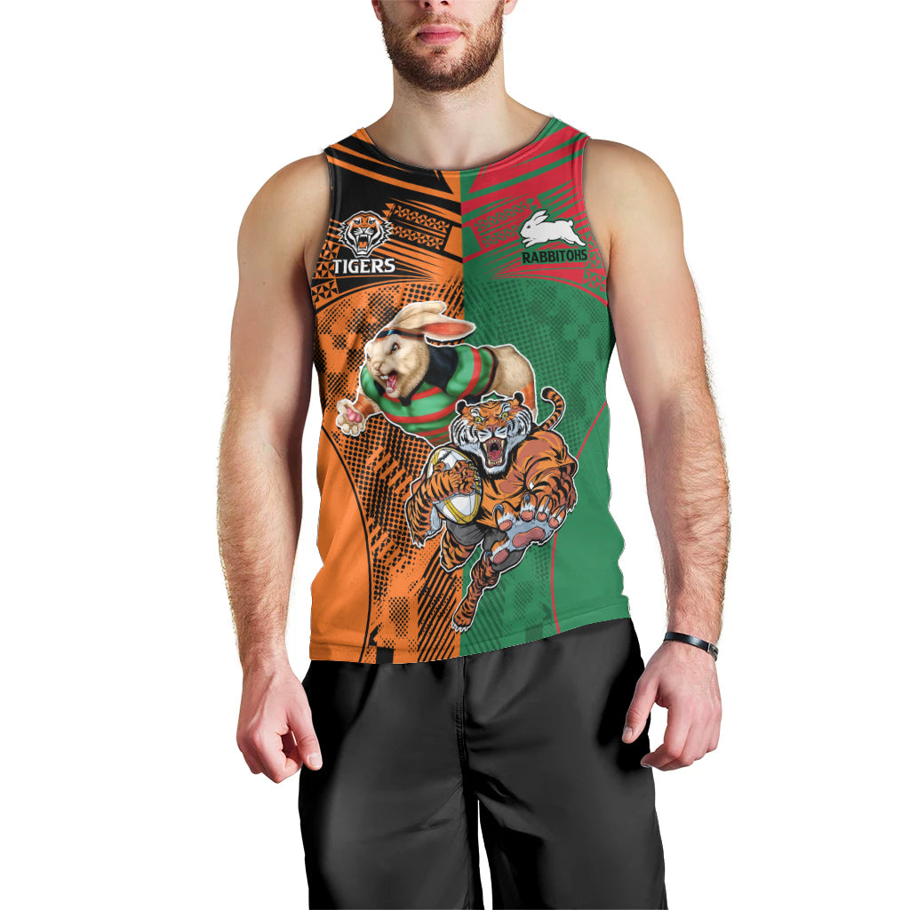 Wests Tigers and Rabbitohs Rugby Men Tank Top Sporty Style LT9