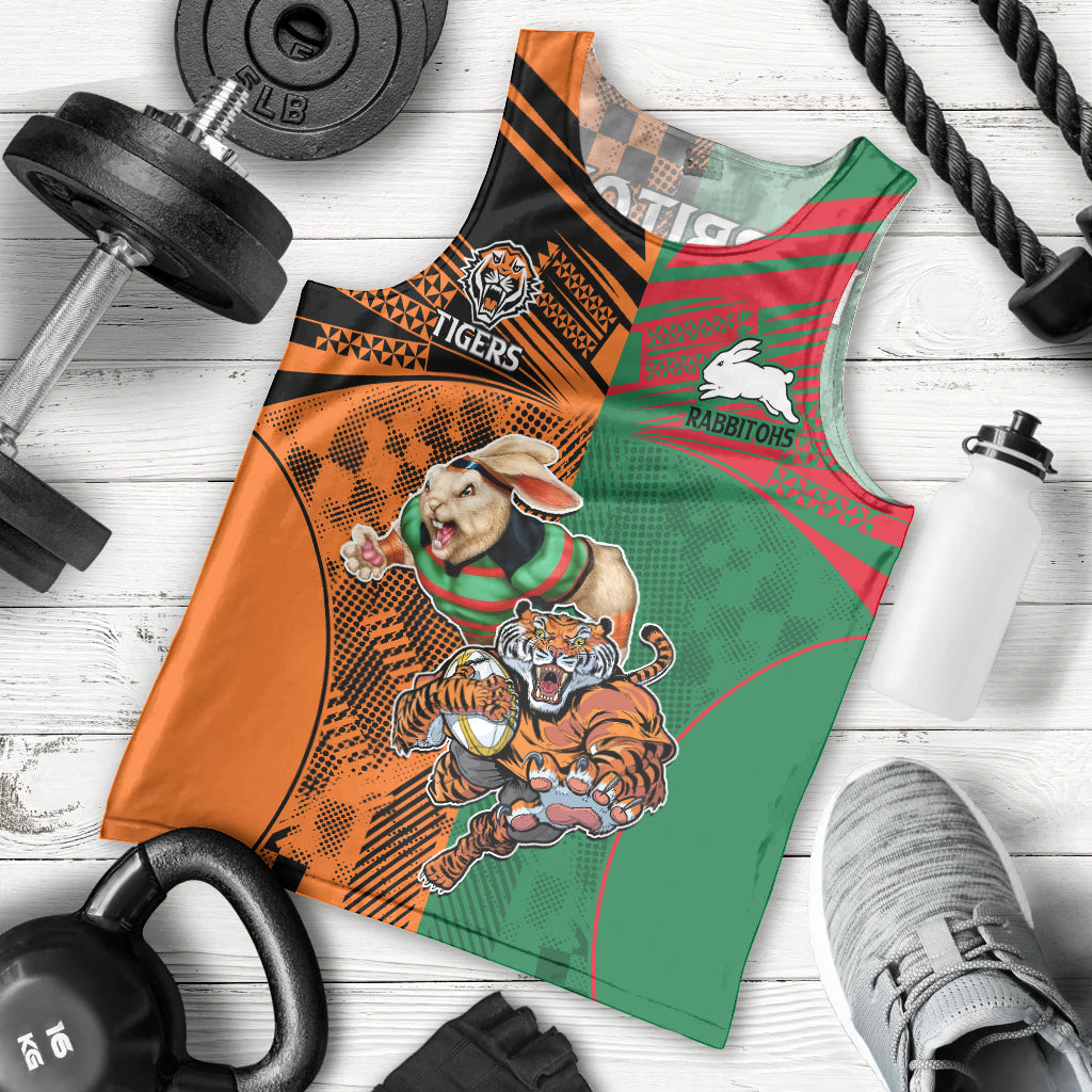 Wests Tigers and Rabbitohs Rugby Men Tank Top Sporty Style LT9