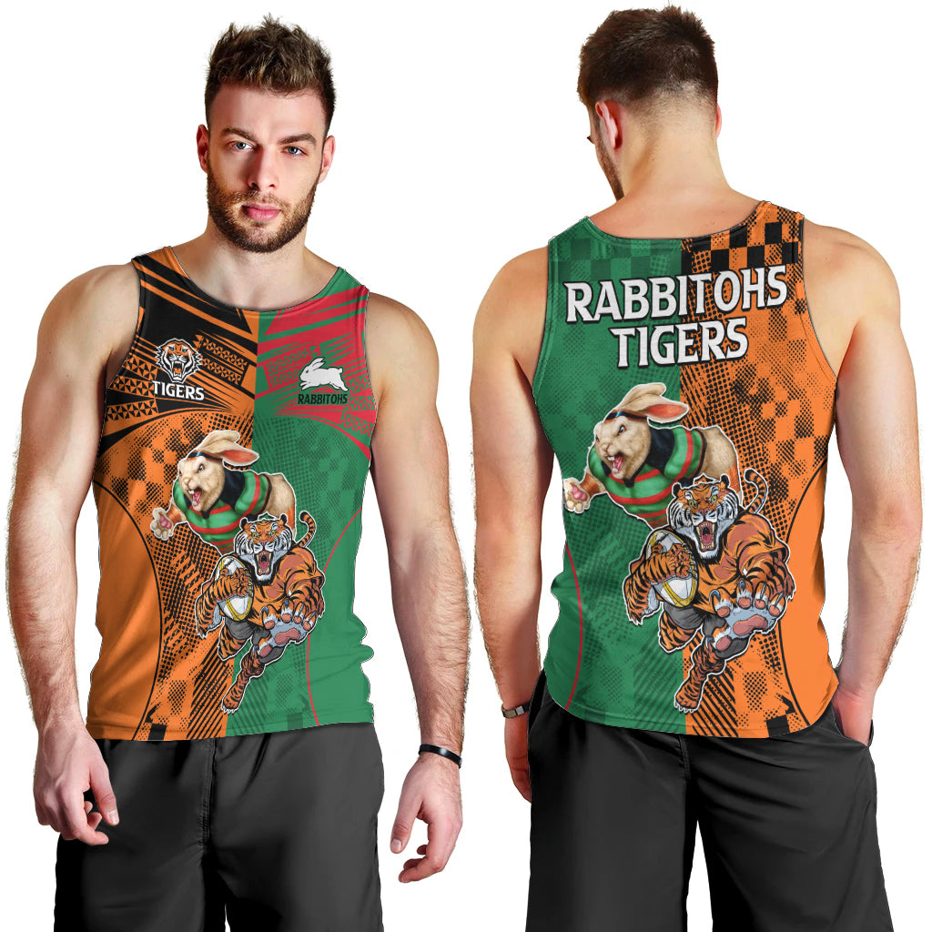 Wests Tigers and Rabbitohs Rugby Men Tank Top Sporty Style LT9