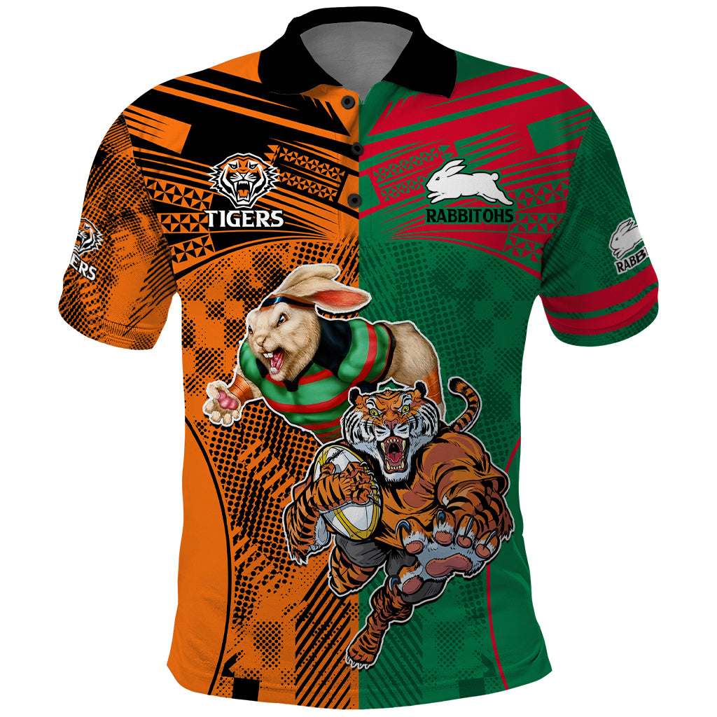 Wests Tigers and Rabbitohs Rugby Polo Shirt Sporty Style LT9