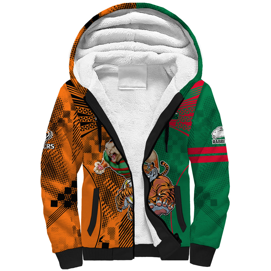 Wests Tigers and Rabbitohs Rugby Sherpa Hoodie Sporty Style LT9