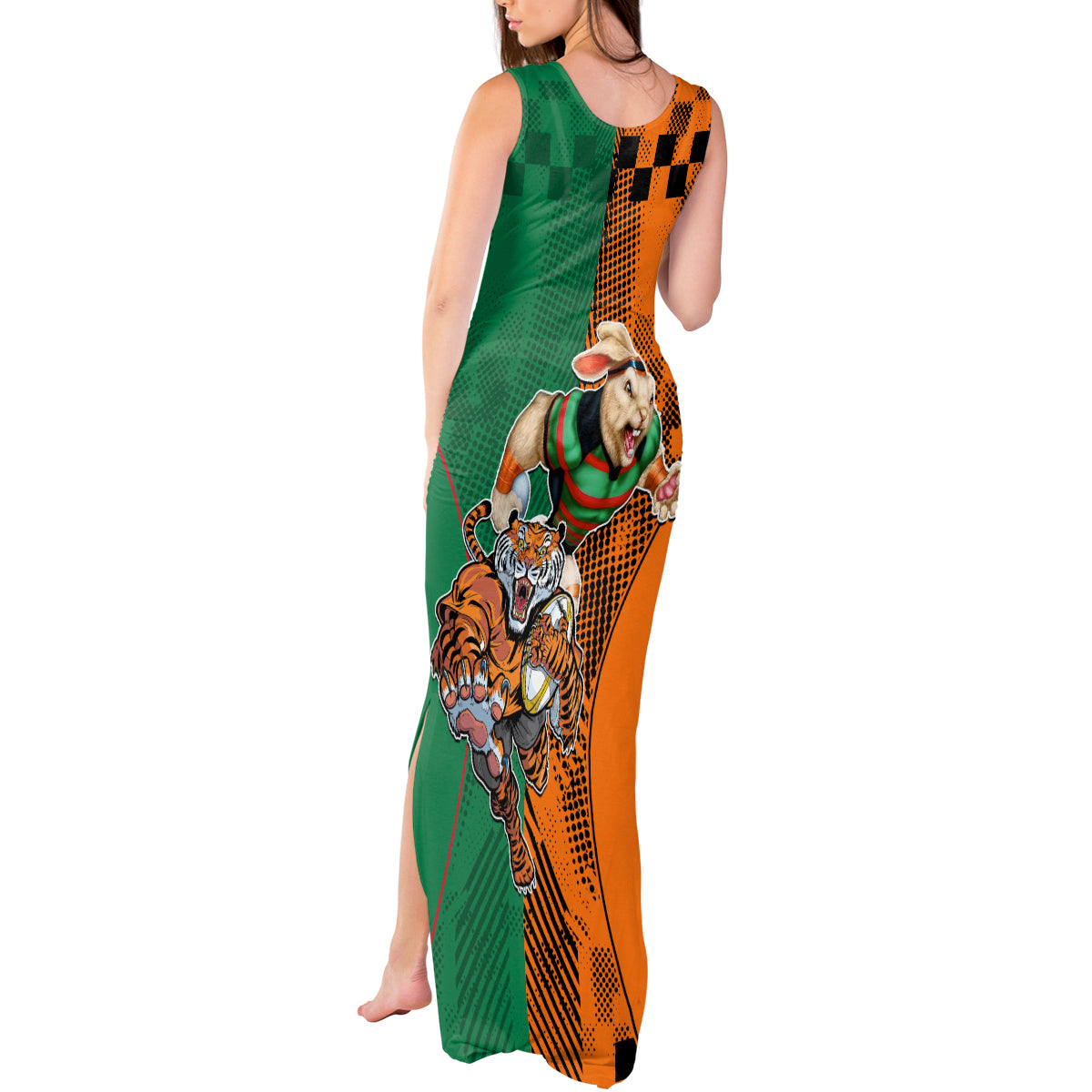 Wests Tigers and Rabbitohs Rugby Tank Maxi Dress Sporty Style LT9