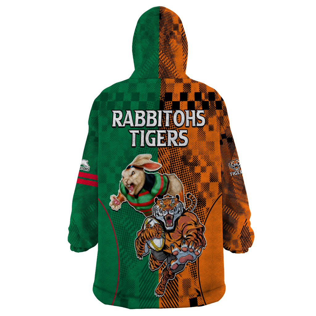 Wests Tigers and Rabbitohs Rugby Wearable Blanket Hoodie Sporty Style LT9