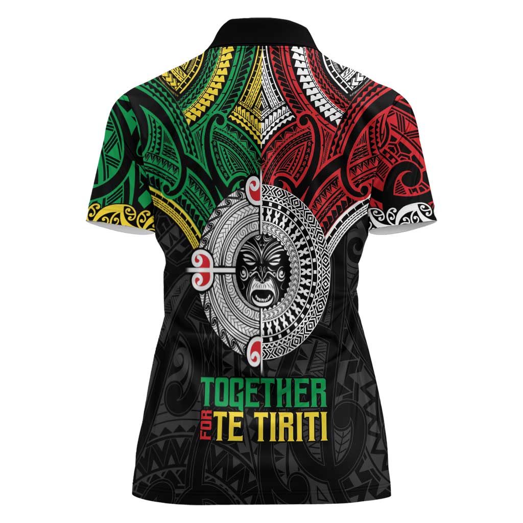 Aotearoa and Cook Islands Mo Te Tiriti Women Polo Shirt New Zealand Honour The Treaty Ake!Ake!Ake!