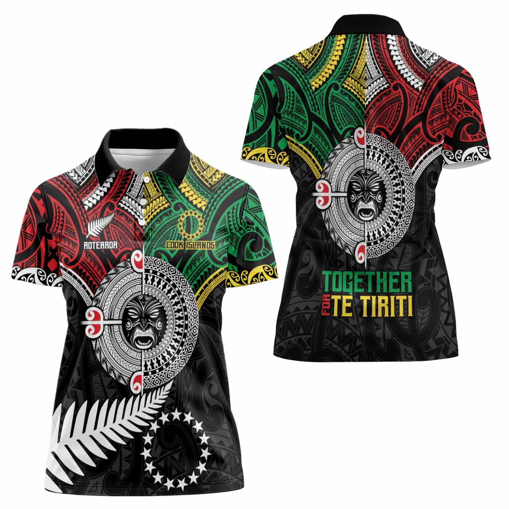 Aotearoa and Cook Islands Mo Te Tiriti Women Polo Shirt New Zealand Honour The Treaty Ake!Ake!Ake!