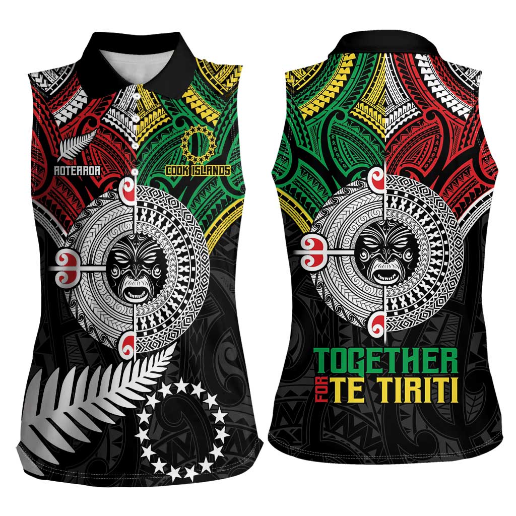 Aotearoa and Cook Islands Mo Te Tiriti Women Sleeveless Polo Shirt New Zealand Honour The Treaty Ake!Ake!Ake!