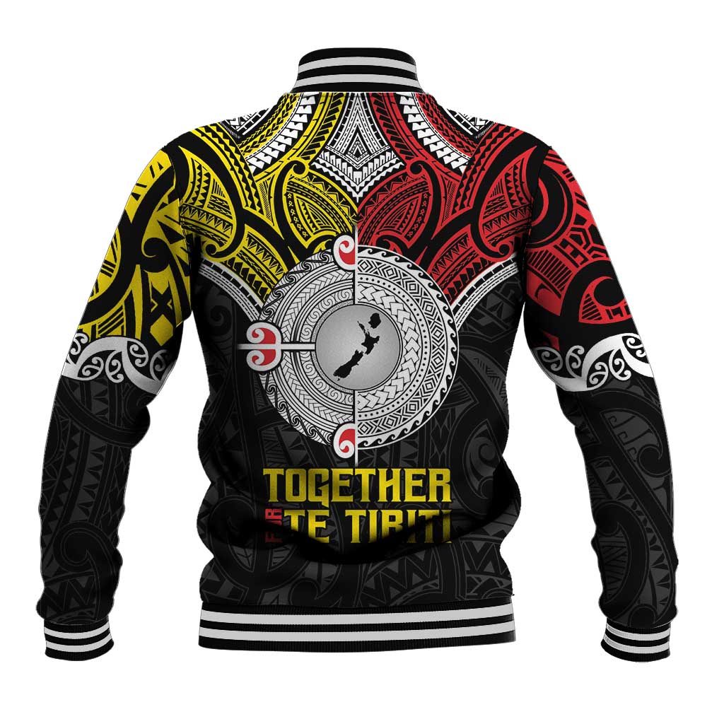 Aotearoa and Niue Mo Te Tiriti Baseball Jacket New Zealand Honour The Treaty Ake!Ake!Ake!