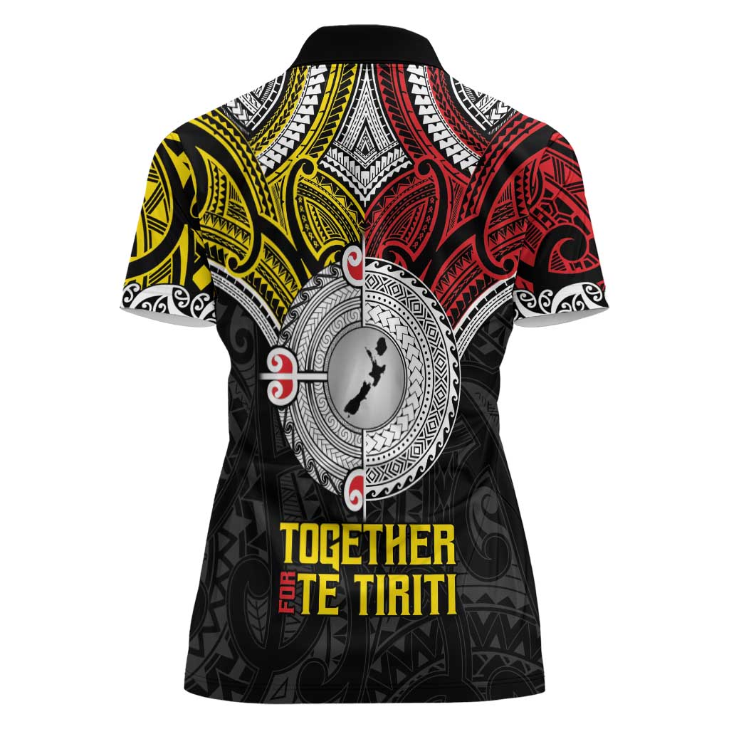 Aotearoa and Niue Mo Te Tiriti Women Polo Shirt New Zealand Honour The Treaty Ake!Ake!Ake!