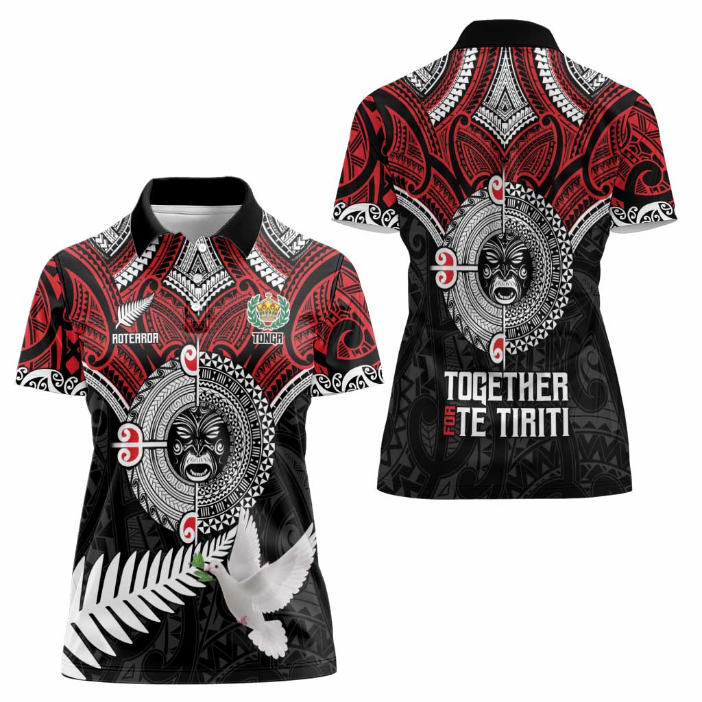 Aotearoa and Tonga Mo Te Tiriti Women Polo Shirt New Zealand Honour The Treaty Ake!Ake!Ake!