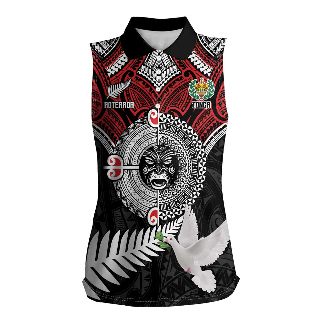 Aotearoa and Tonga Mo Te Tiriti Women Sleeveless Polo Shirt New Zealand Honour The Treaty Ake!Ake!Ake!