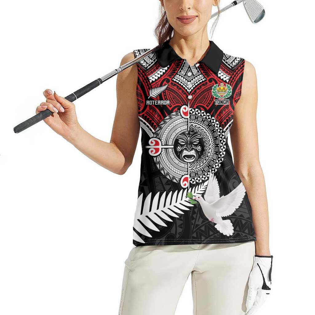 Aotearoa and Tonga Mo Te Tiriti Women Sleeveless Polo Shirt New Zealand Honour The Treaty Ake!Ake!Ake!