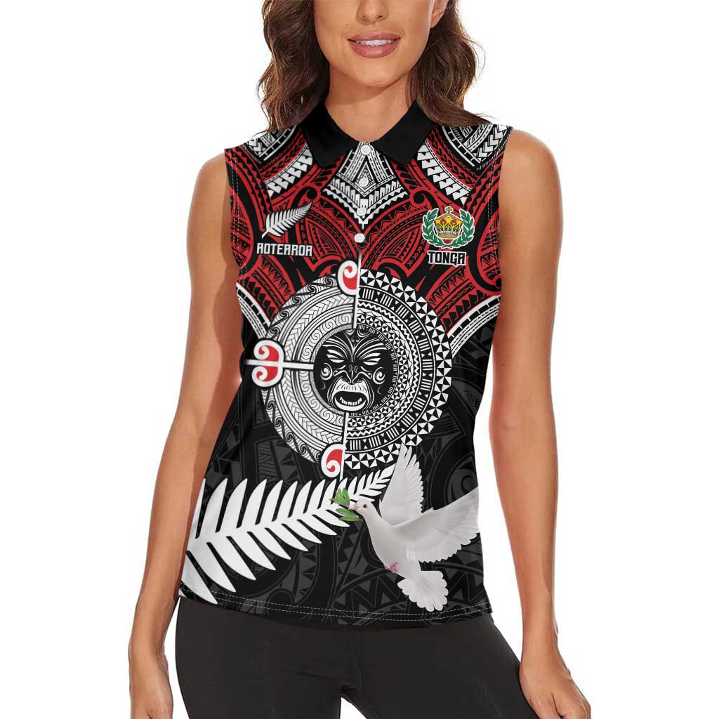 Aotearoa and Tonga Mo Te Tiriti Women Sleeveless Polo Shirt New Zealand Honour The Treaty Ake!Ake!Ake!