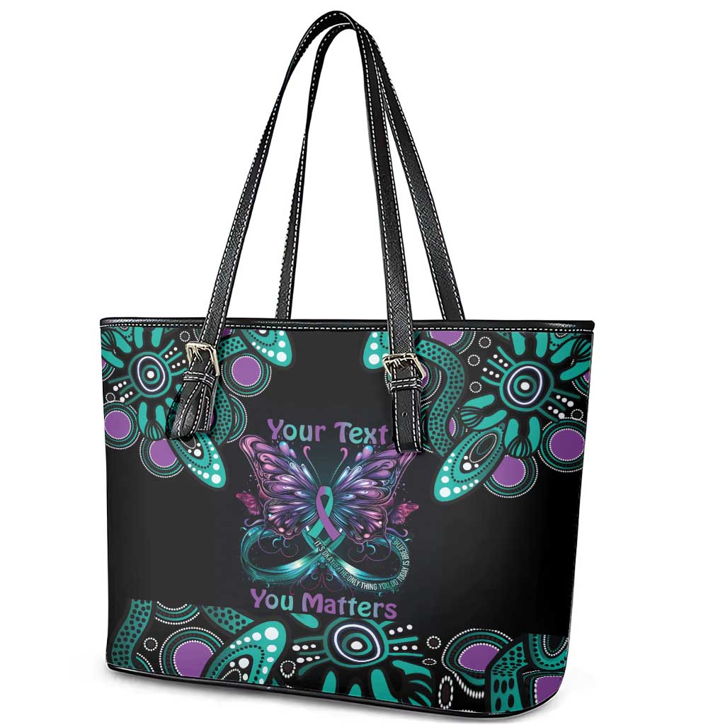 Personalised Hope Fight Suicide Prevention Awareness Leather Tote Bag Aboriginal Motif