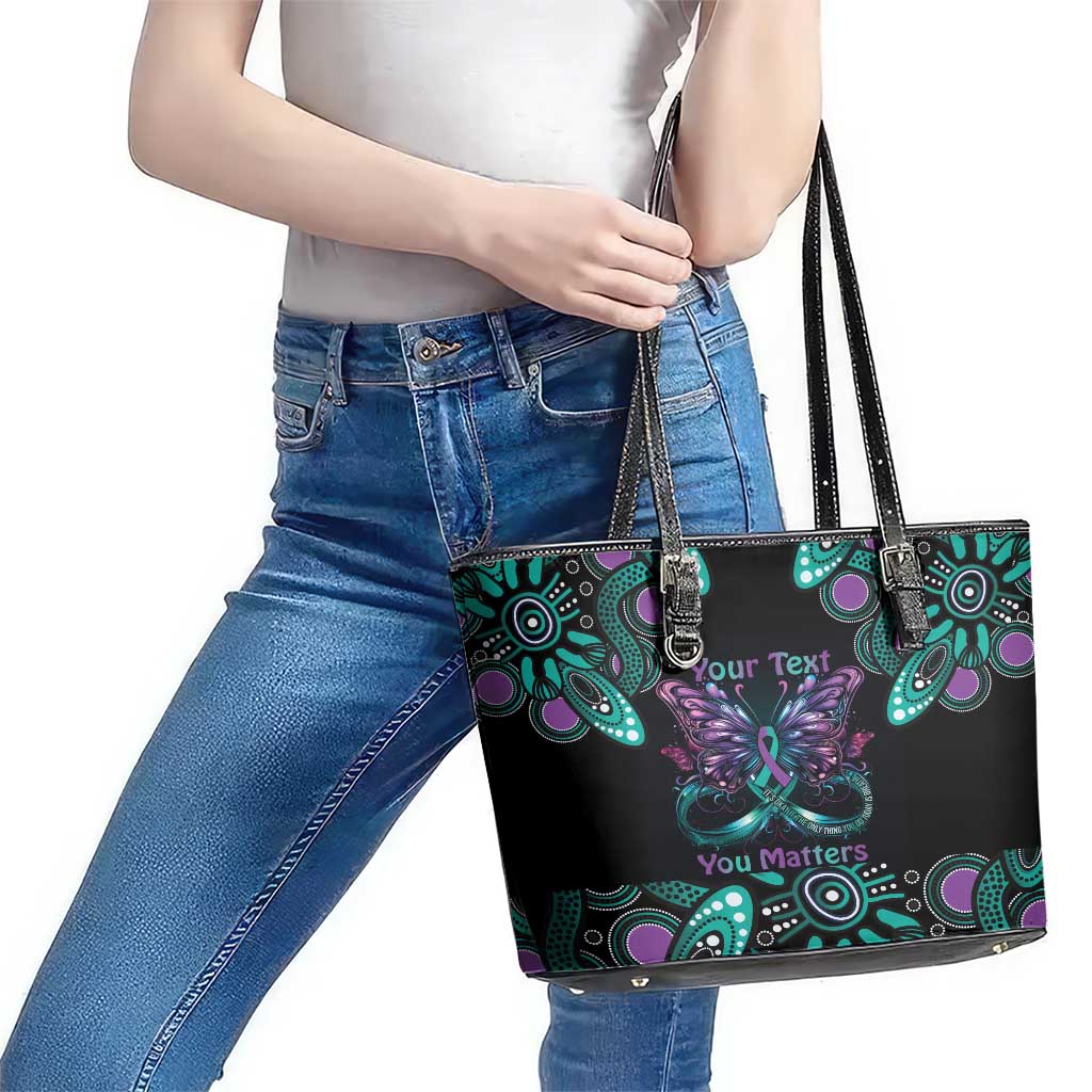 Personalised Hope Fight Suicide Prevention Awareness Leather Tote Bag Aboriginal Motif