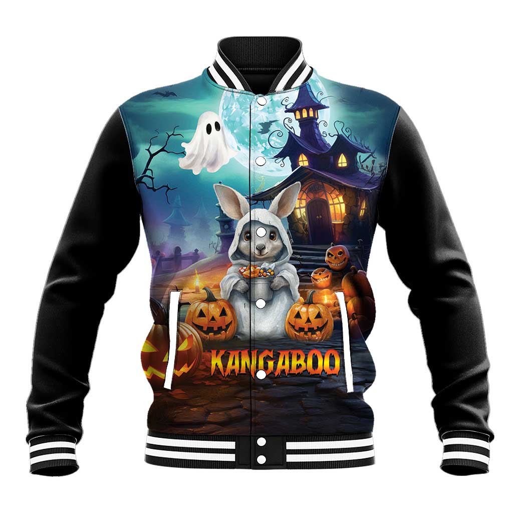 Happy Kangaboo Baseball Jacket Kangaroo and Halloween Haunted House