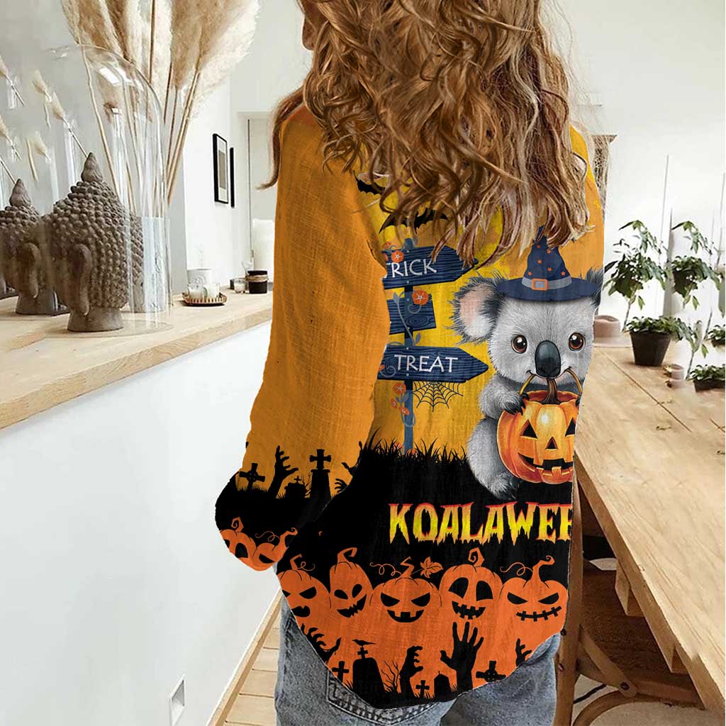 Happy Koalaween Women Casual Shirt Koala Ghost Trick or Treat