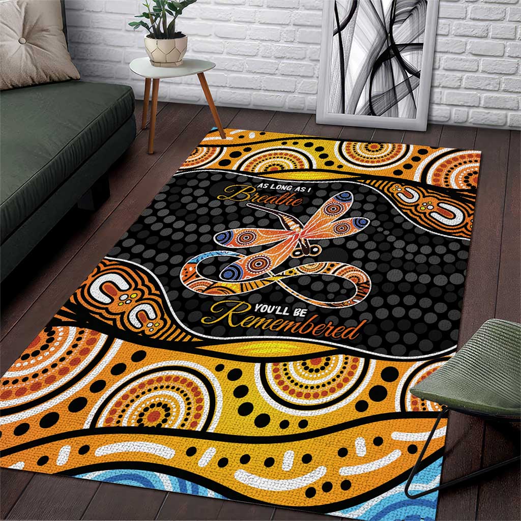 Aboriginal Dragonfly Area Rug As Long As I Breathe You'll Be Remembered