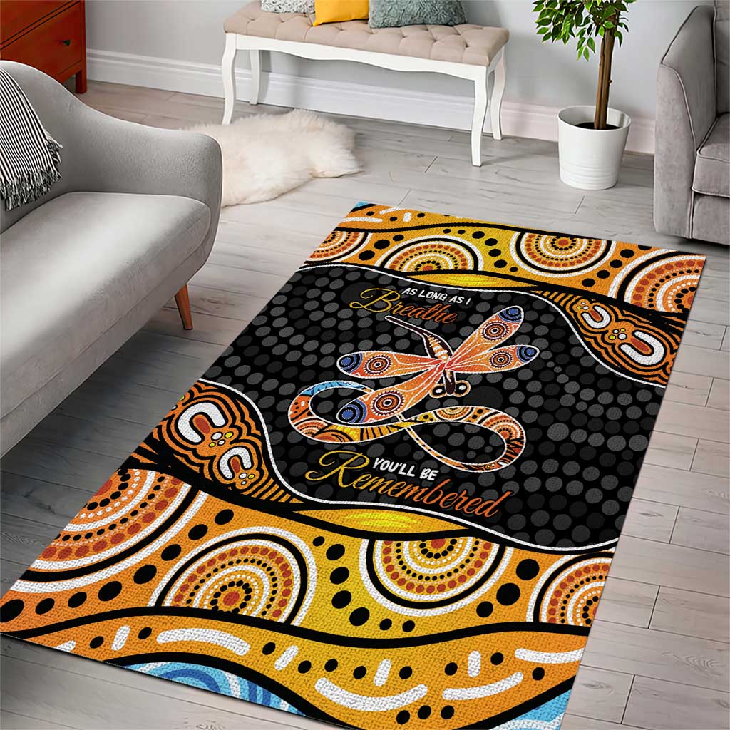 Aboriginal Dragonfly Area Rug As Long As I Breathe You'll Be Remembered