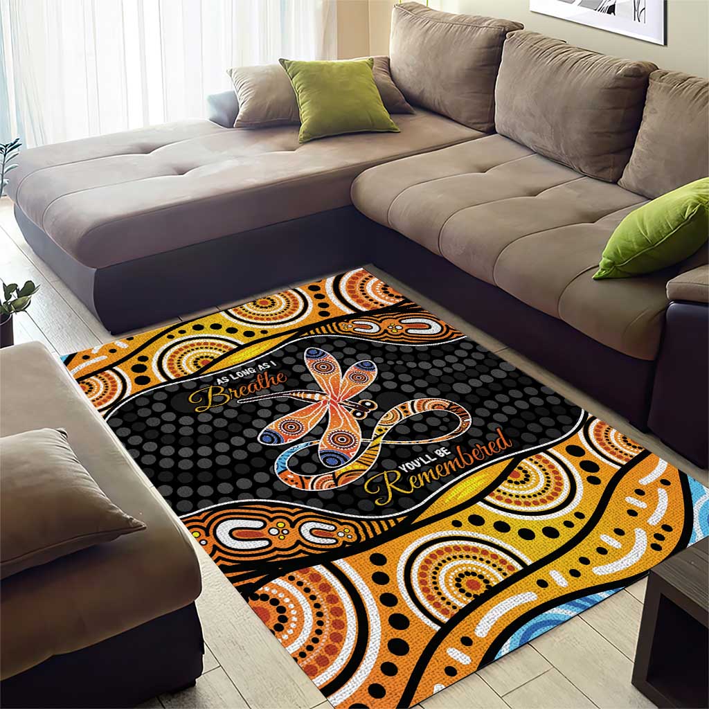 Aboriginal Dragonfly Area Rug As Long As I Breathe You'll Be Remembered