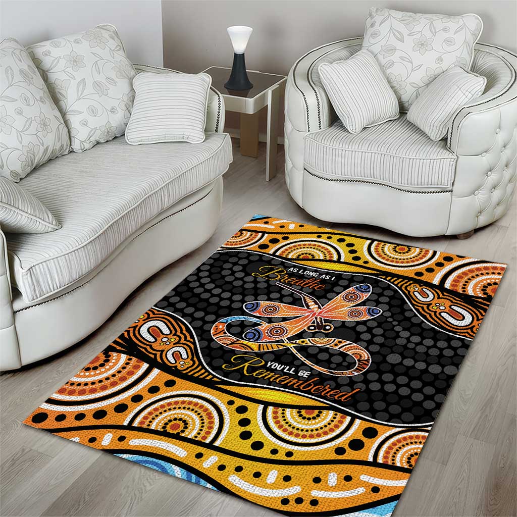 Aboriginal Dragonfly Area Rug As Long As I Breathe You'll Be Remembered