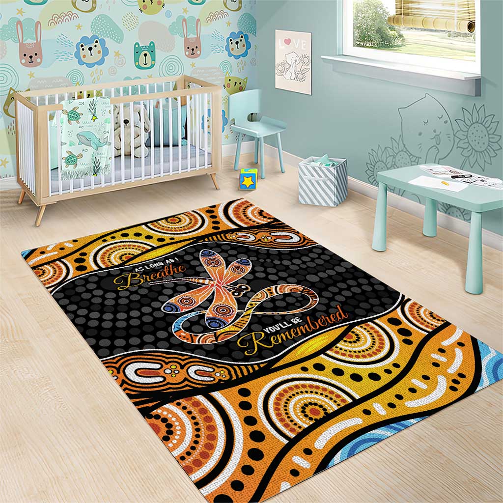 Aboriginal Dragonfly Area Rug As Long As I Breathe You'll Be Remembered