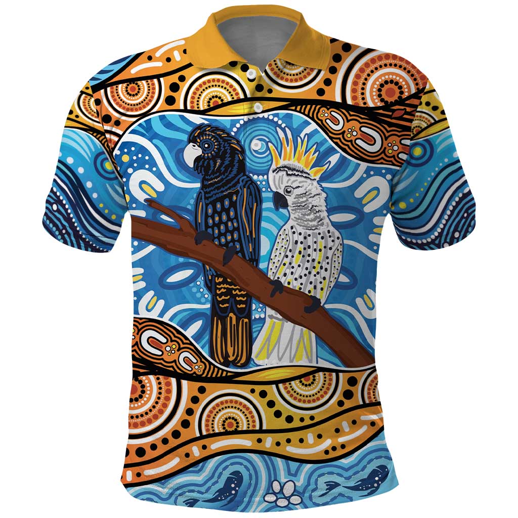 Australia Birds Aboriginal Art Polo Shirt