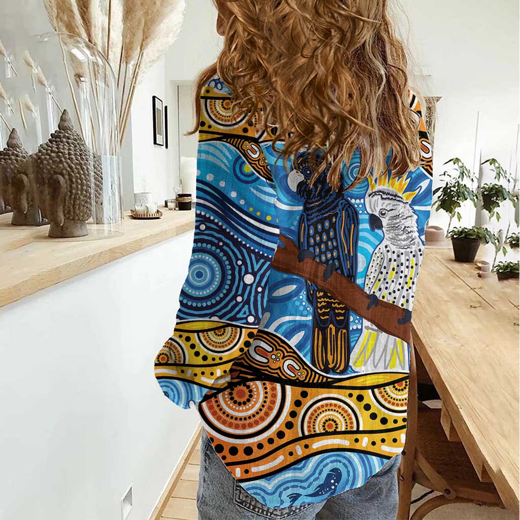 Australia Birds Aboriginal Art Women Casual Shirt