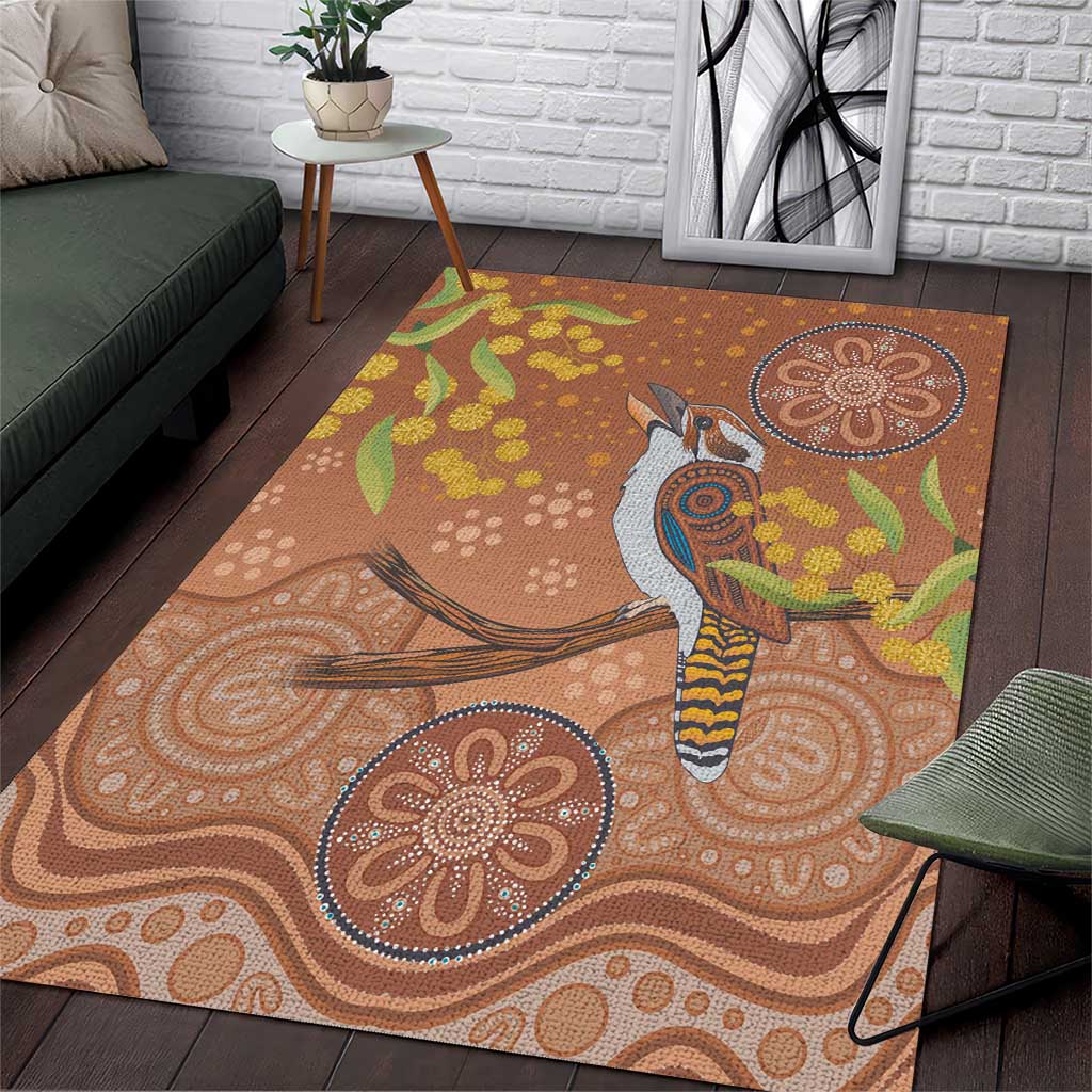 Kookaburra Aboriginal Dot Painting Area Rug