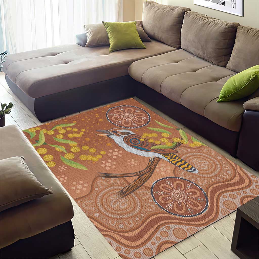 Kookaburra Aboriginal Dot Painting Area Rug