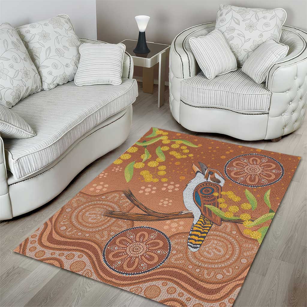 Kookaburra Aboriginal Dot Painting Area Rug