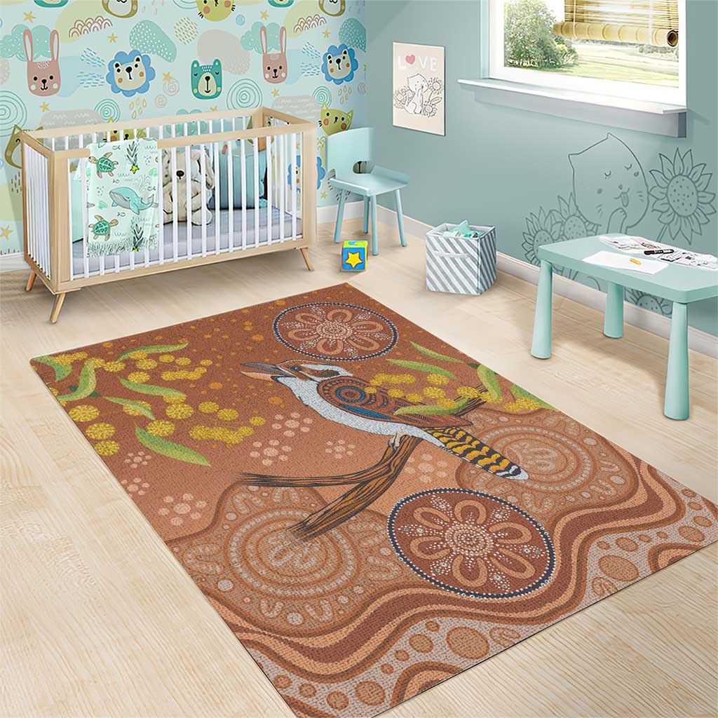 Kookaburra Aboriginal Dot Painting Area Rug