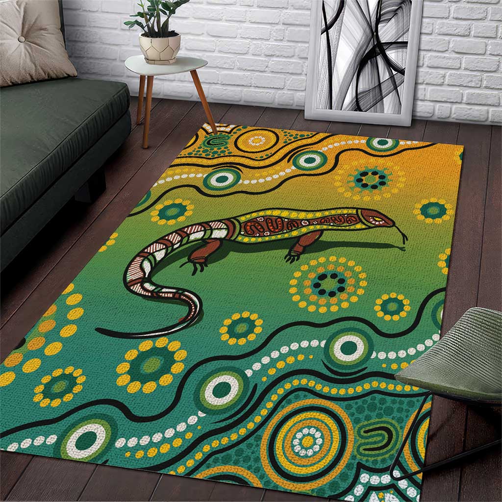 Goanna Aboriginal-style Dot Artwork Area Rug