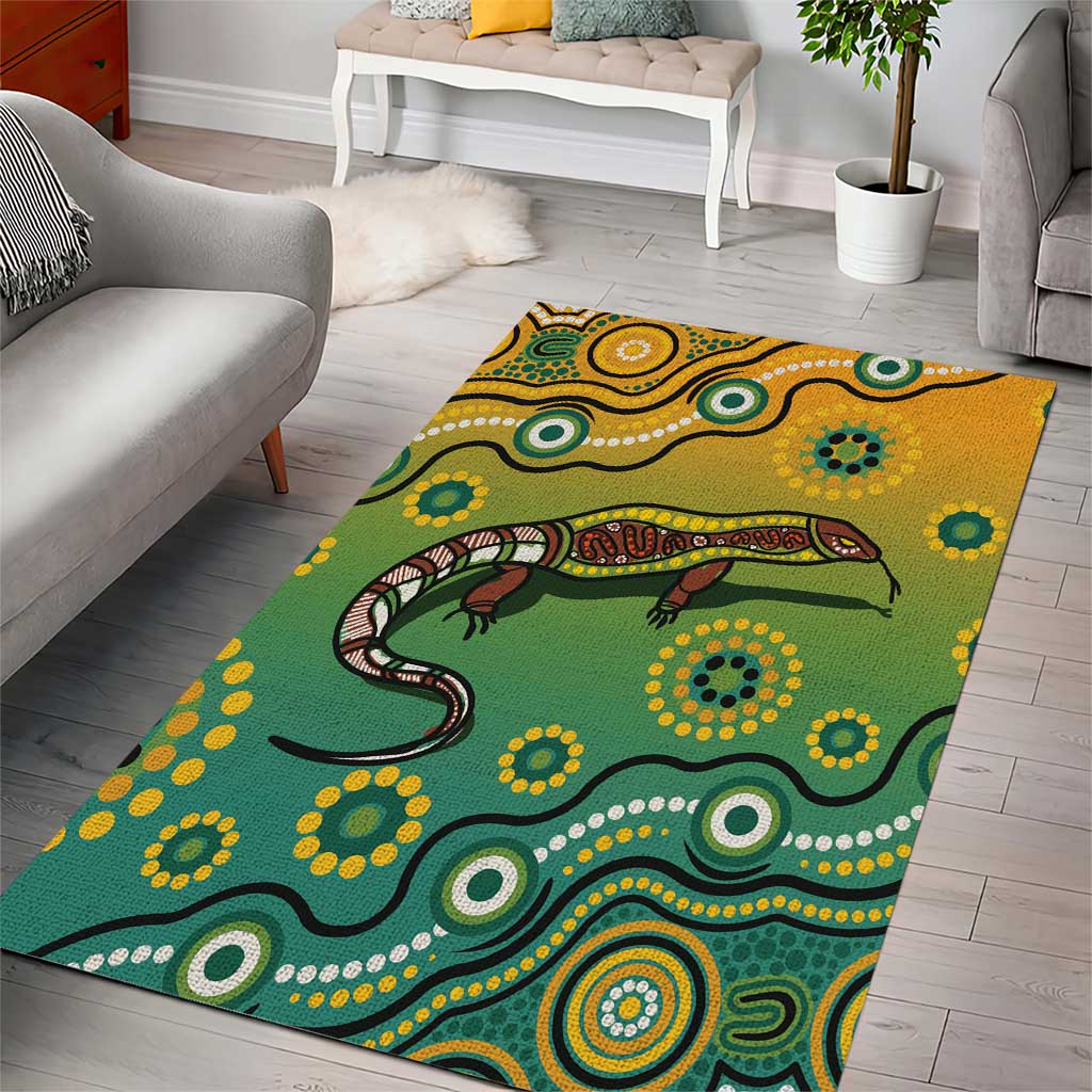 Goanna Aboriginal-style Dot Artwork Area Rug