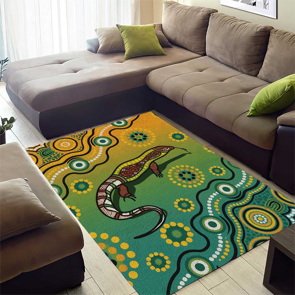 Goanna Aboriginal-style Dot Artwork Area Rug