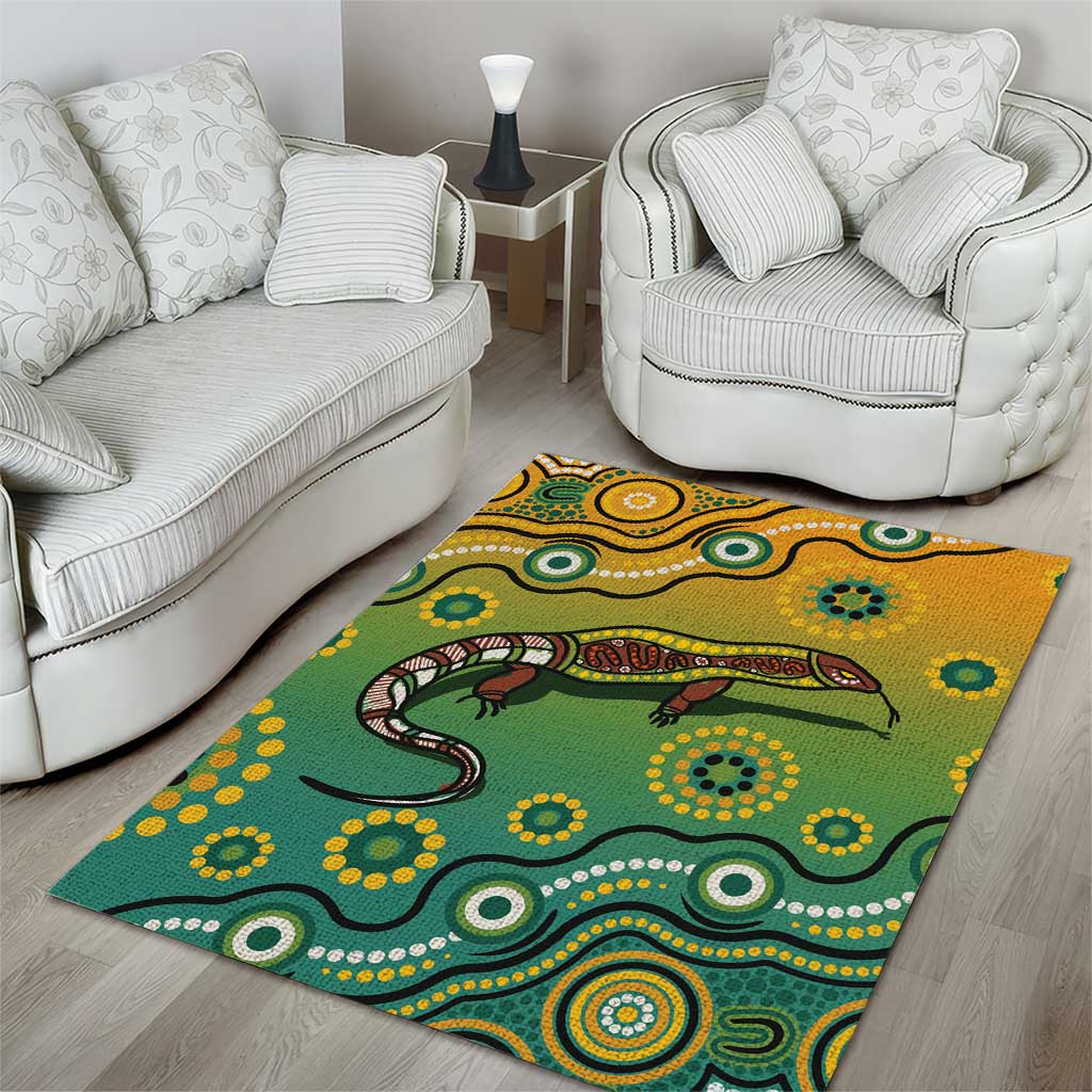 Goanna Aboriginal-style Dot Artwork Area Rug